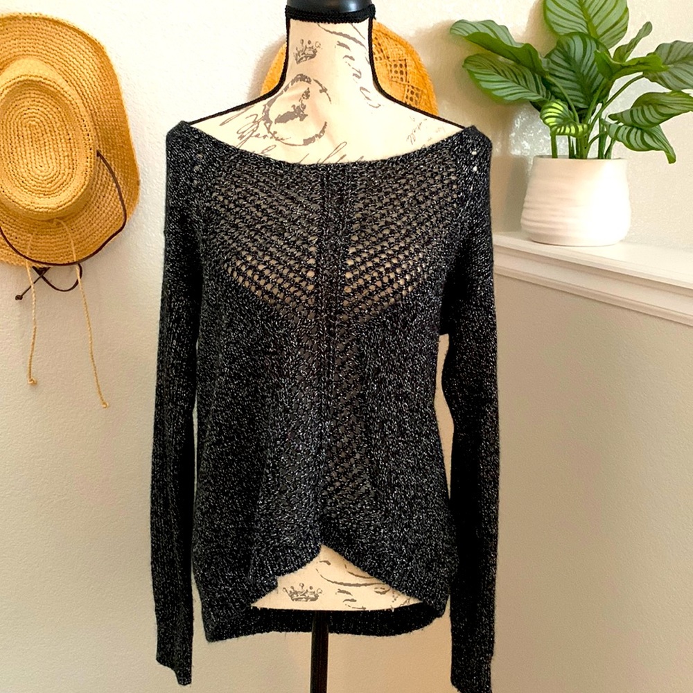 Sheer black and silver sweater size medium
